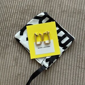 Marc Jacobs Gold-Tone Interlocking Logo Drop Earrings
